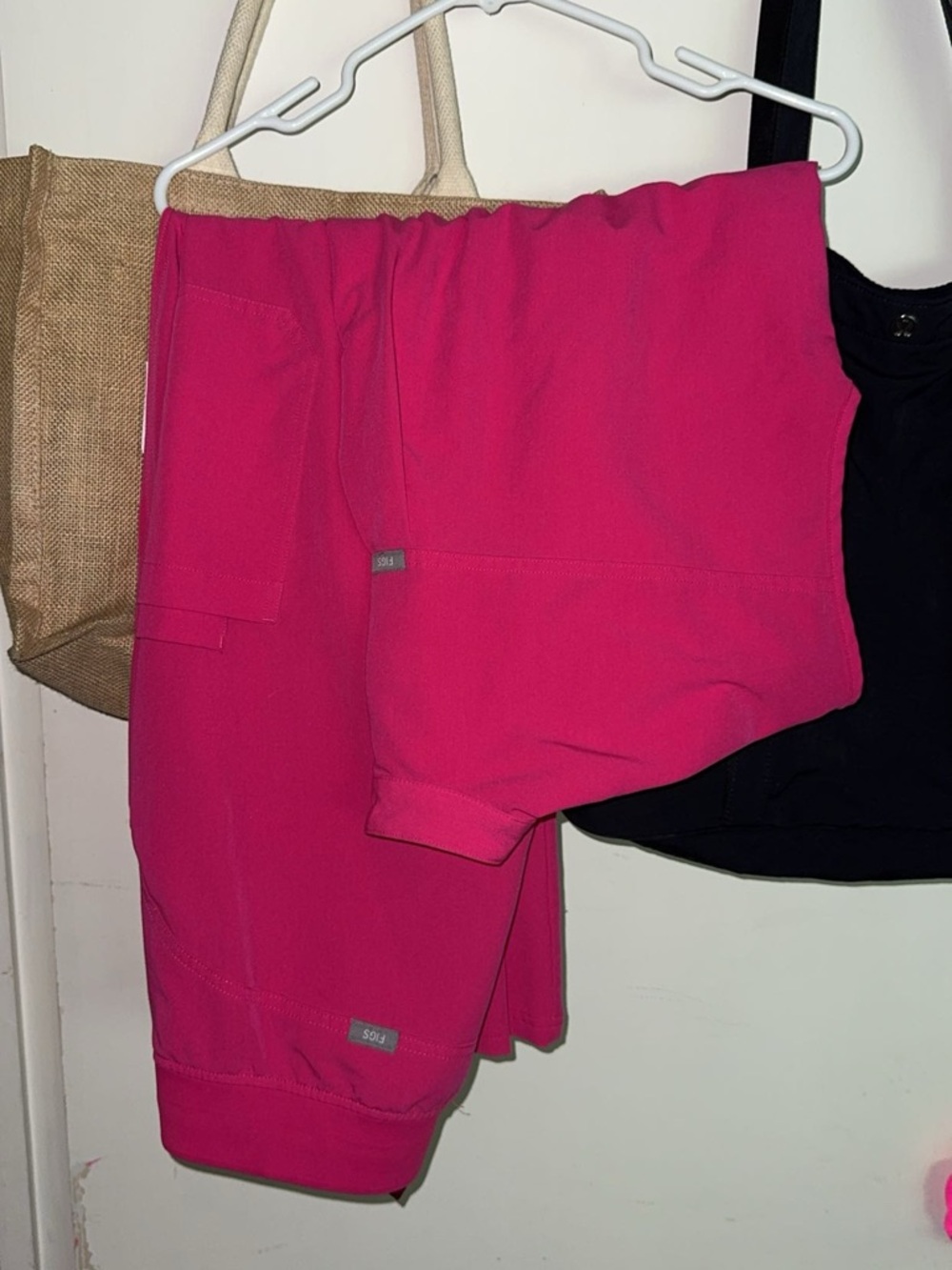 women’s shocking pink Figs scrub set